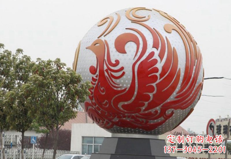 福建不锈钢凤凰浮雕圆球雕塑精美雕塑把艺术带到生活中