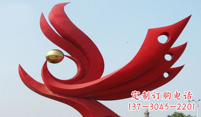 福建不锈钢凤凰雕塑象征着美丽与智慧
