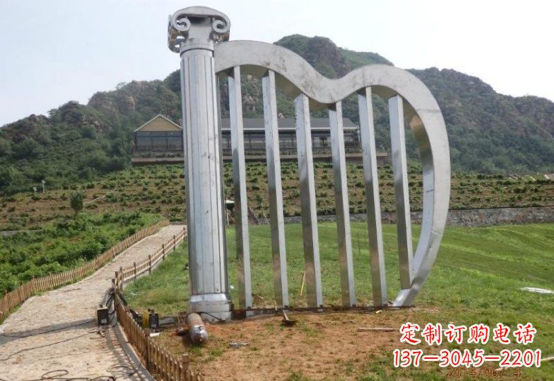 福建不锈钢公园大型抽象竖琴雕塑