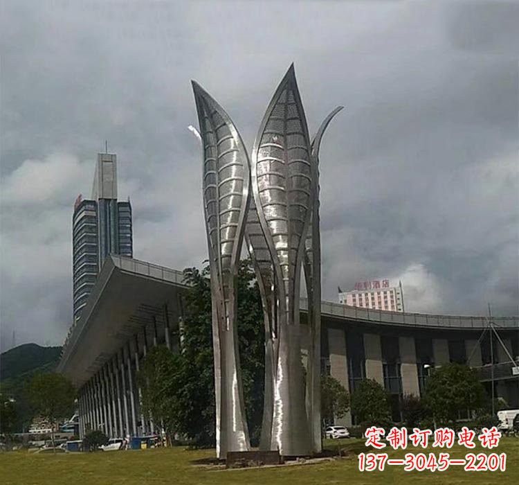 福建不锈钢公园大型树叶雕塑精美绝伦