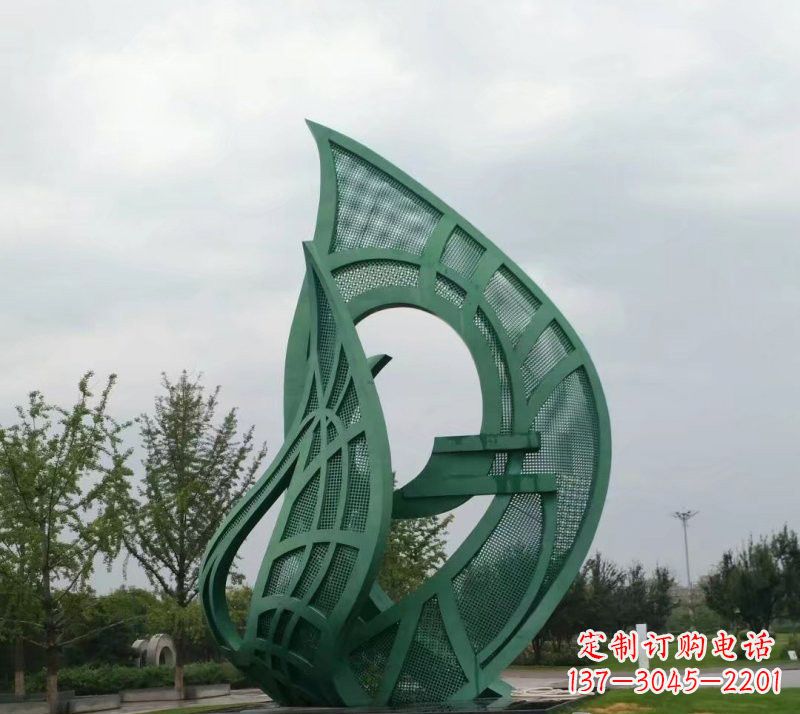 福建不锈钢公园大型镂空树叶雕塑