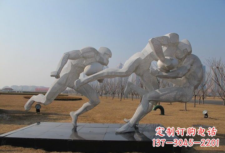 福建不锈钢橄榄球雕塑传承运动精神