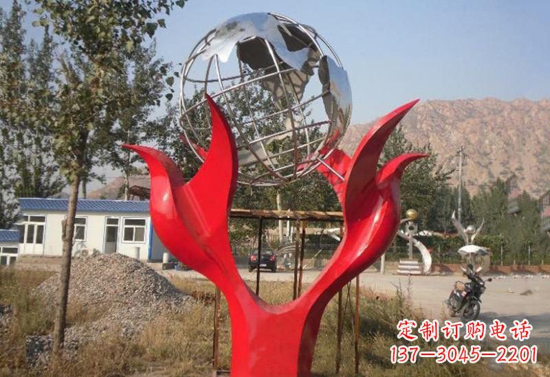 福建地球雕塑一座象征和平的不锈钢公园