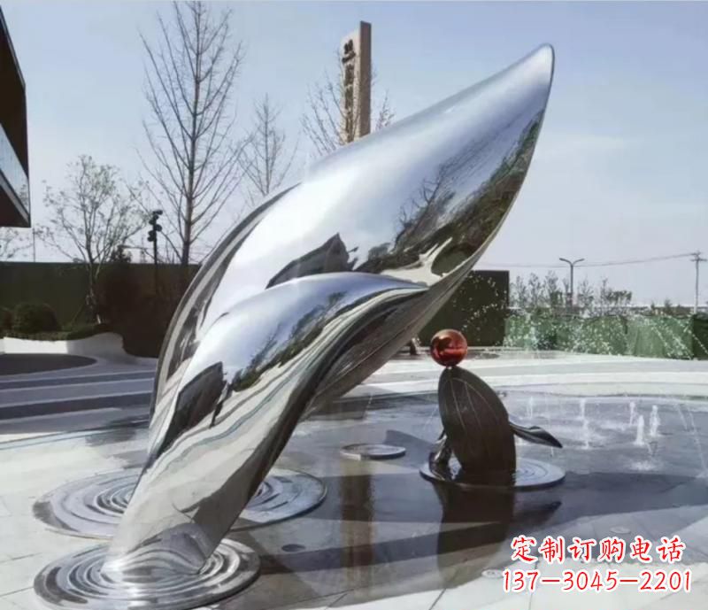 福建精美不锈钢海豚雕塑