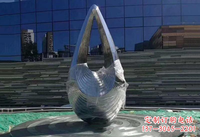 福建不锈钢空心水滴雕塑美丽的艺术之作