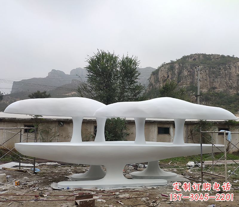 福建不锈钢公园蘑菇云朵景观雕塑