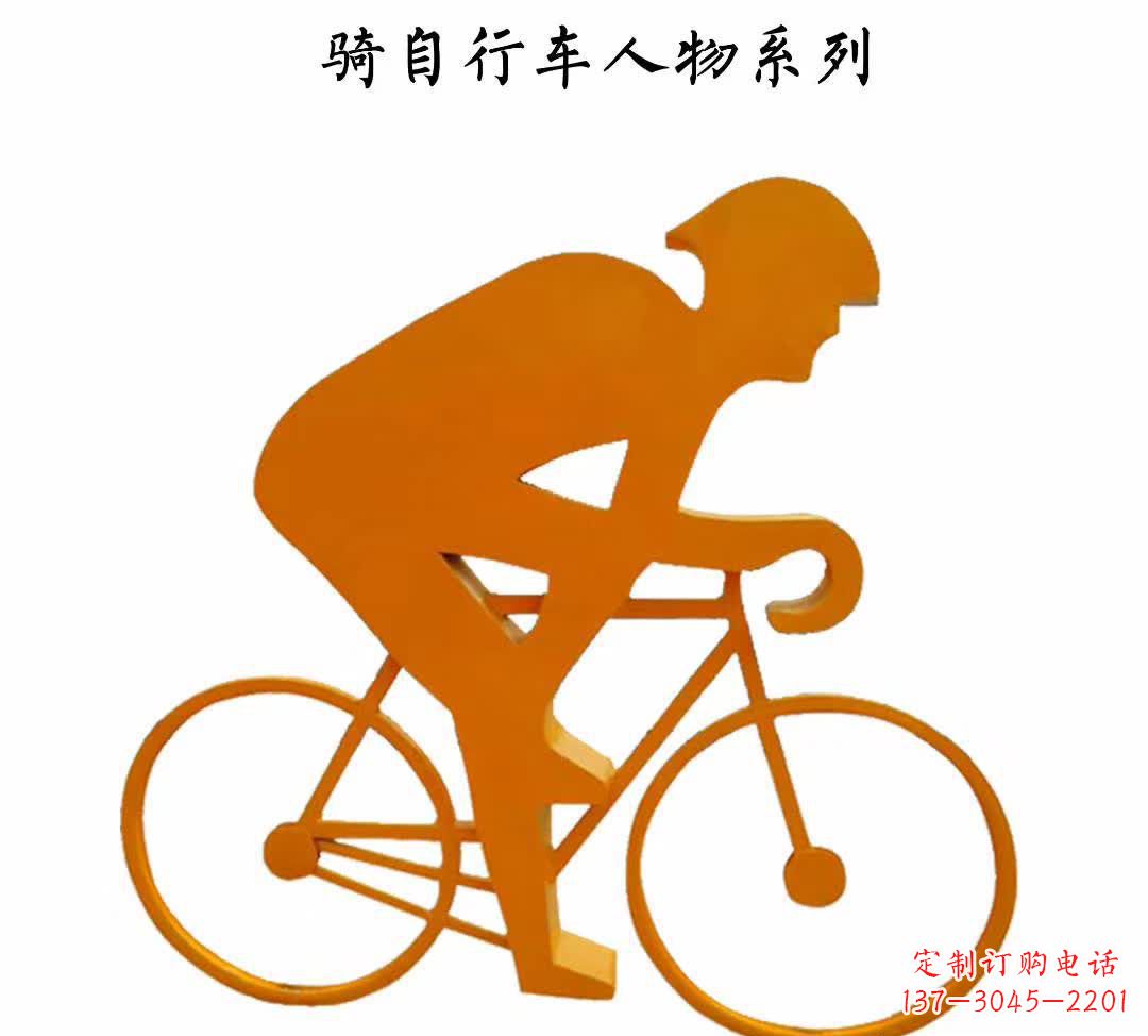 福建不锈钢公园骑自行车人物雕塑