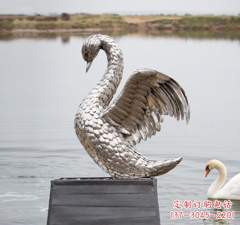 福建不锈钢雕刻的优雅天鹅