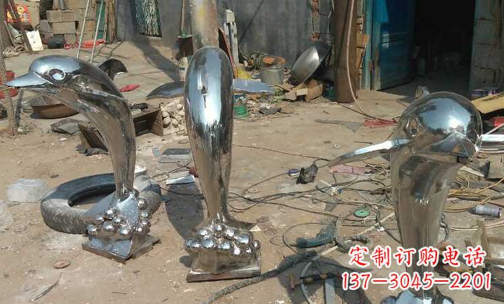 福建不锈钢公园小海豚景观雕塑