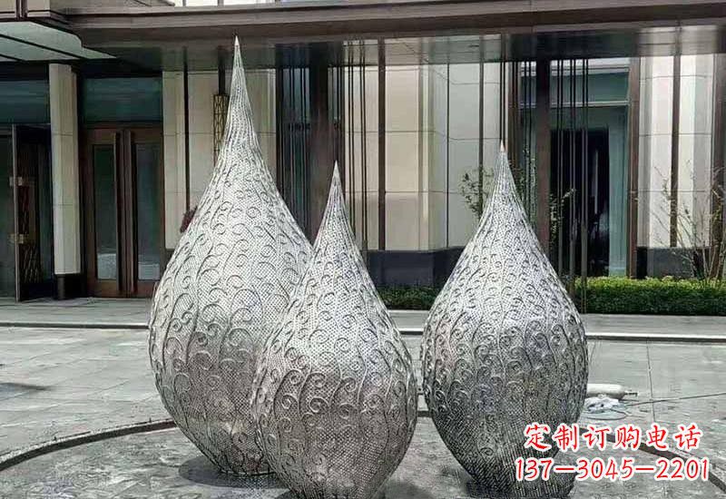 福建不锈钢镂空水滴雕塑精致美观