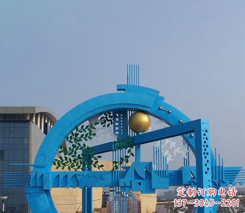 福建不锈钢拱桥雕塑美丽的艺术品