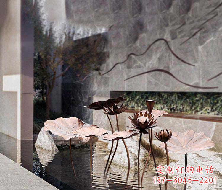 福建不锈钢古铜色荷花雕塑