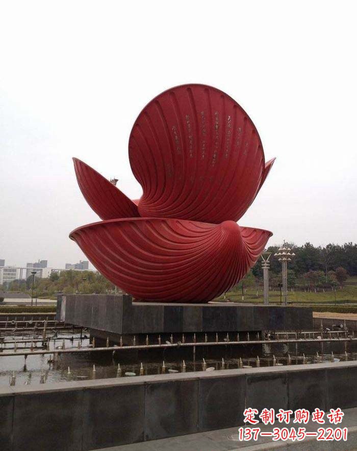 福建不锈钢贝壳喷泉雕塑——海洋之美无限