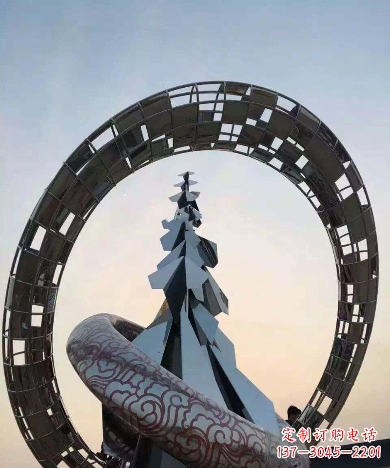 福建不锈钢松树祥云雕塑