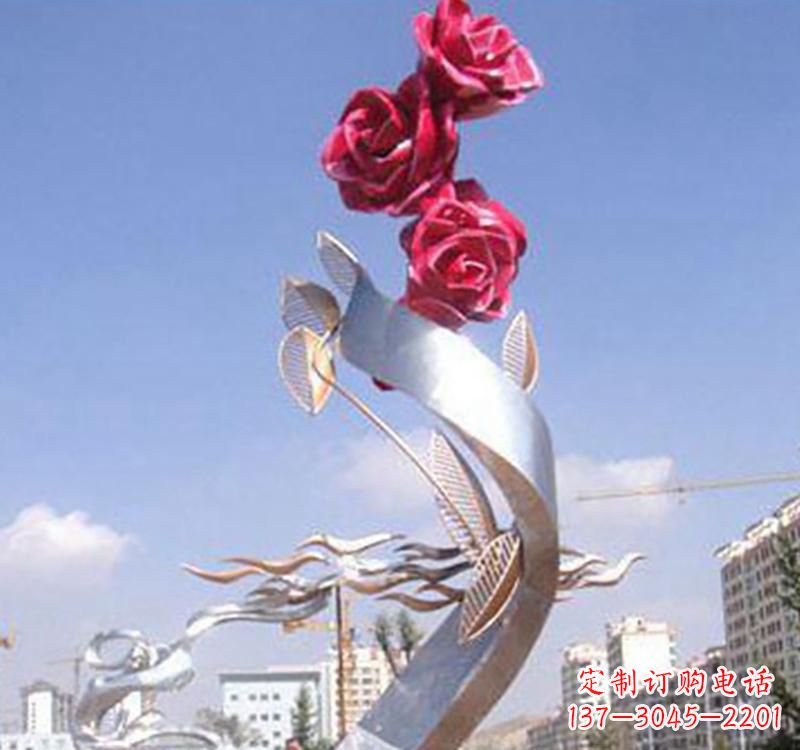 福建不锈钢玫瑰雕塑,点缀广场景观