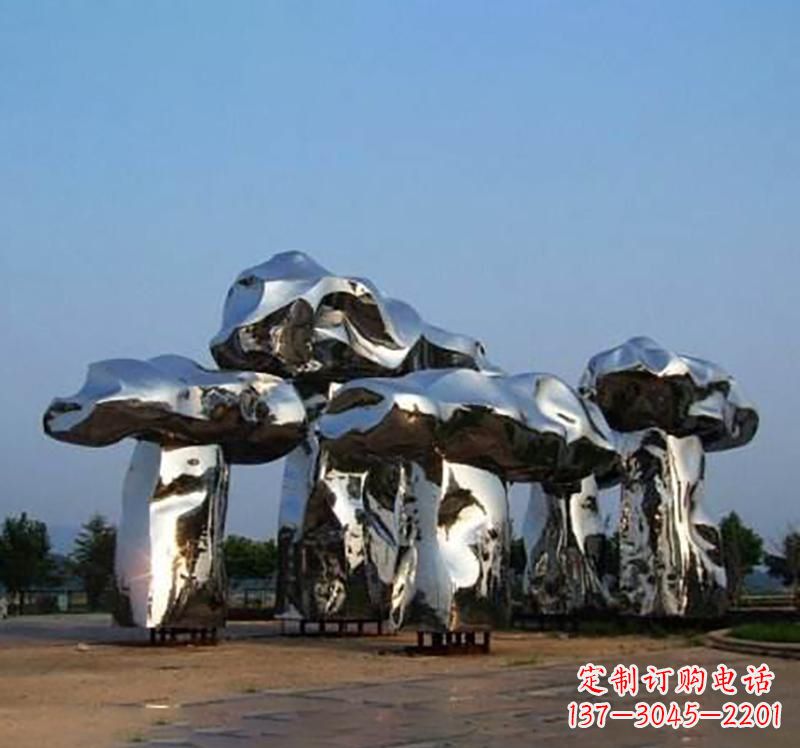 福建不锈钢镜面蘑菇雕塑精致灵动的美学