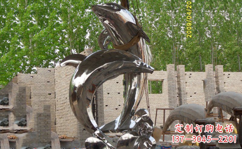 福建不锈钢海边海豚雕塑