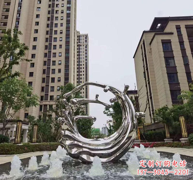福建不锈钢海浪喷泉雕塑精美雕刻,灿烂绚烂