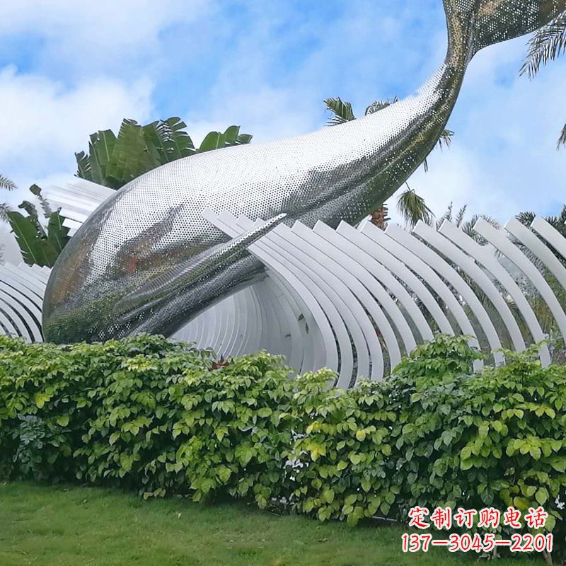 福建海豚雕塑镜面鲸鱼创意动物景观