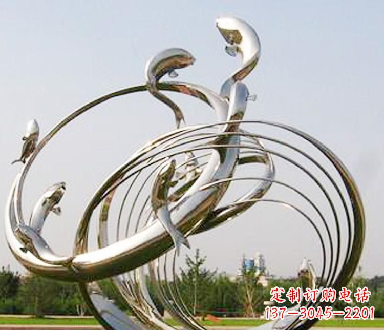 福建不锈钢海豚雕塑美丽而又神秘