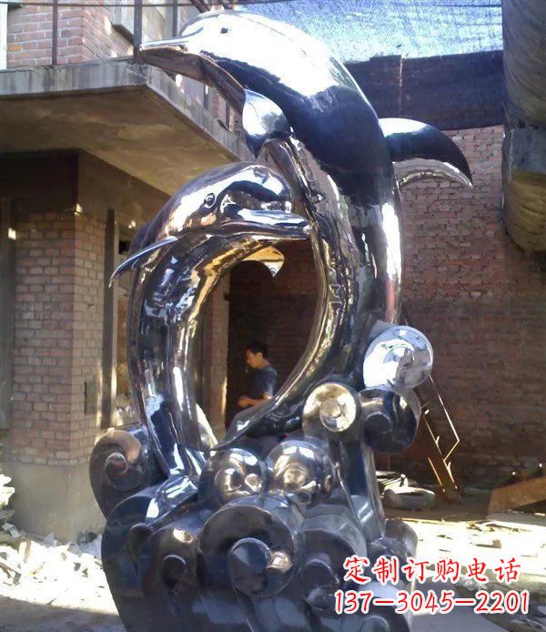 福建不锈钢海豚动物雕塑 (3)