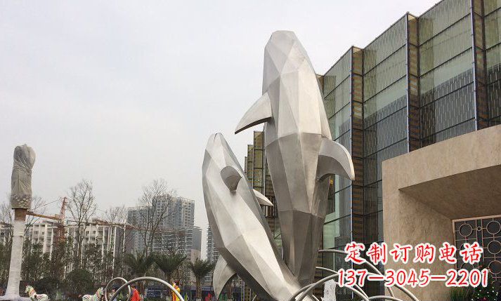 福建不锈钢海豚喷泉雕塑精美的海洋之美
