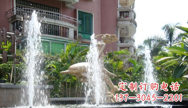 福建不锈钢海豚喷泉雕塑精美的海洋艺术