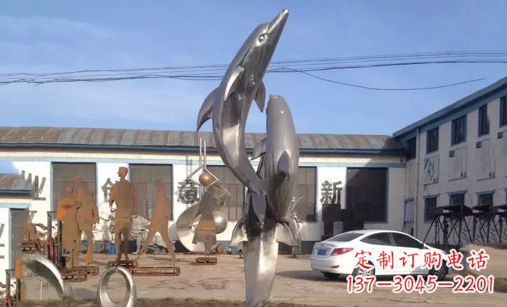 福建不锈钢海豚嬉戏雕塑精美的艺术视觉