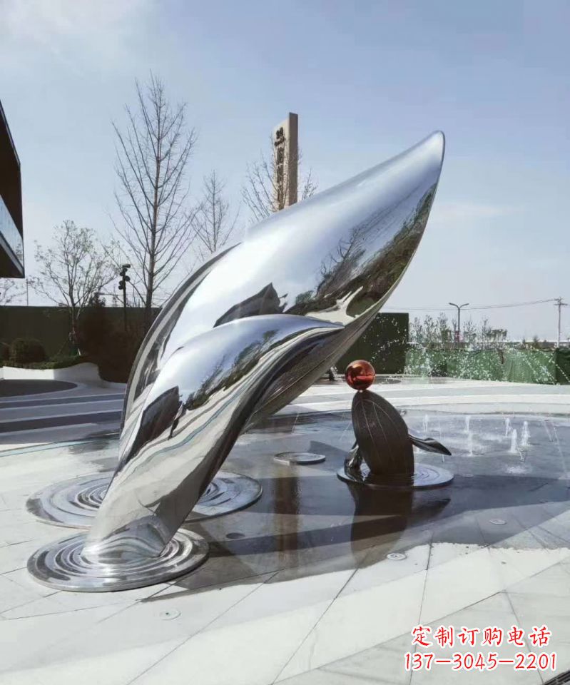 福建不锈钢海豚一座优雅而又精美的雕塑