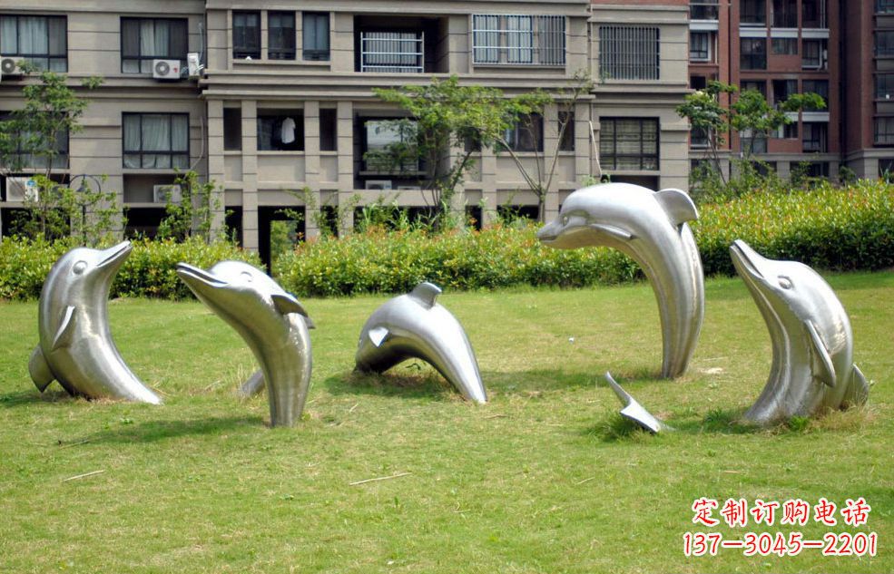 福建不锈钢海豚小区雕塑