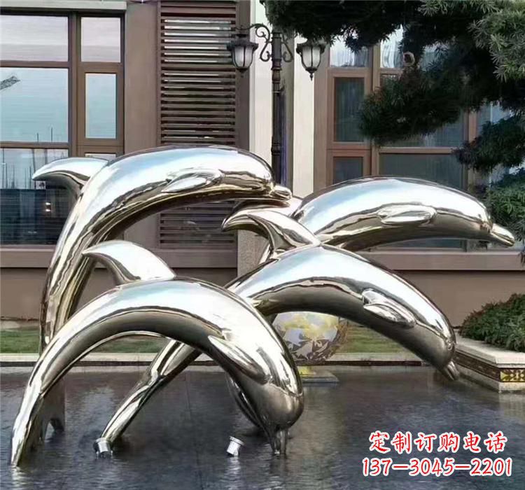 福建不锈钢海洋动物雕塑——海豚