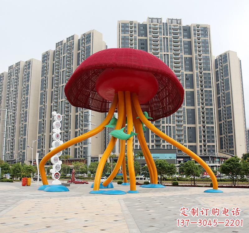 福建不锈钢海洋水母动物雕塑精美绝伦