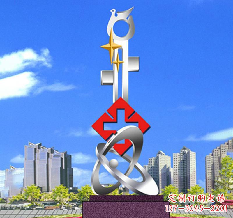 福建不锈钢红十字和平鸽雕塑