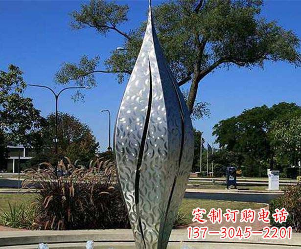 福建不锈钢花骨朵喷泉雕塑精致细节展现精美艺术