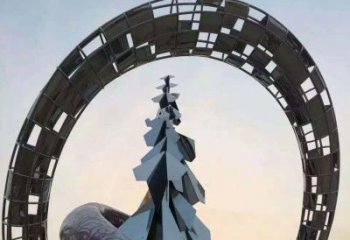 福建不锈钢松树祥云雕塑