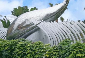 福建海豚雕塑镜面鲸鱼创意动物景观