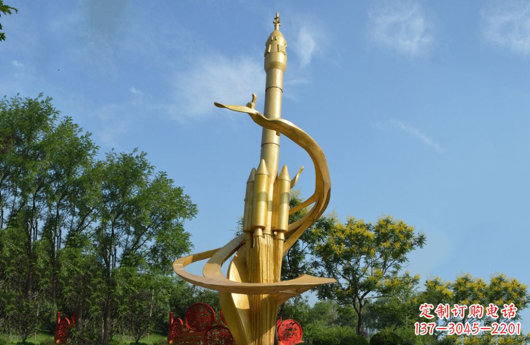 福建火箭飞向蓝天不锈钢火箭广场景观雕塑