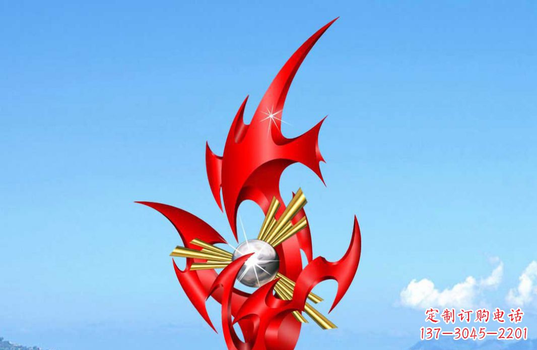 福建不锈钢火苗抽象景观雕塑给城市添彩