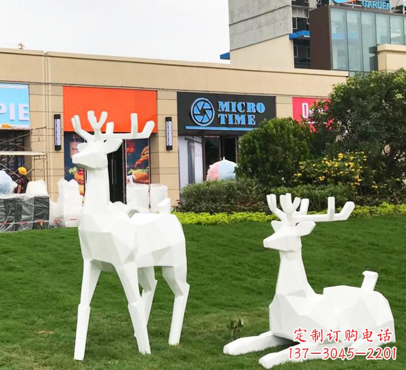 福建不锈钢几何动物小鹿雕塑