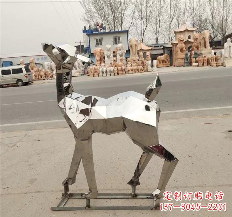 福建不锈钢几何小鹿雕塑精美艺术品
