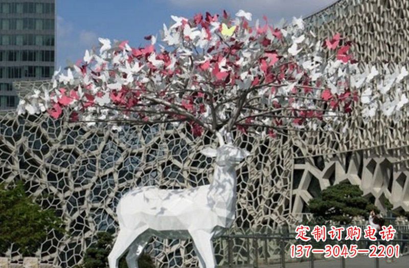 福建不锈钢几何小鹿雕塑精致之美