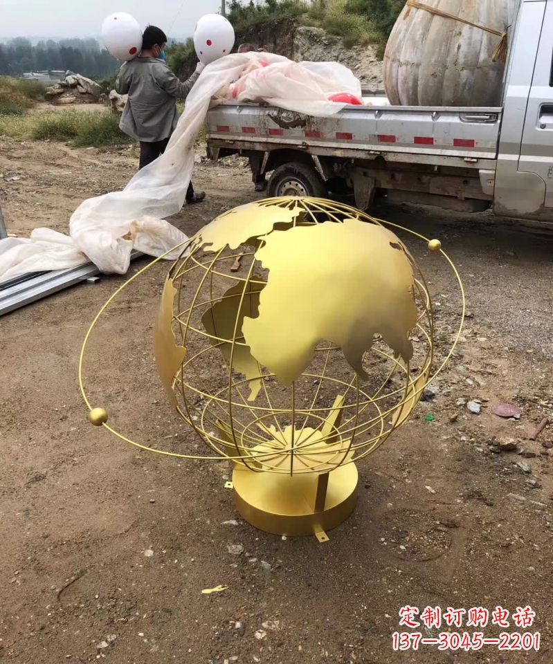 福建不锈钢金属校园地球仪 雕塑