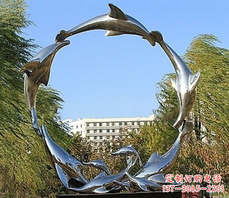 福建不锈钢景观海豚雕塑 (2)