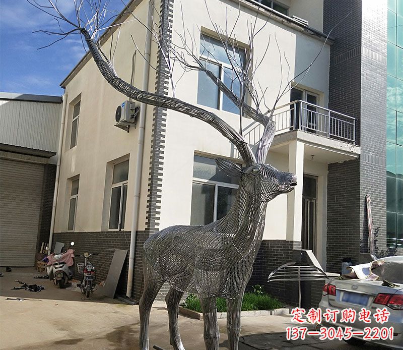 福建不锈钢景观梅花鹿雕塑美丽的艺术精品