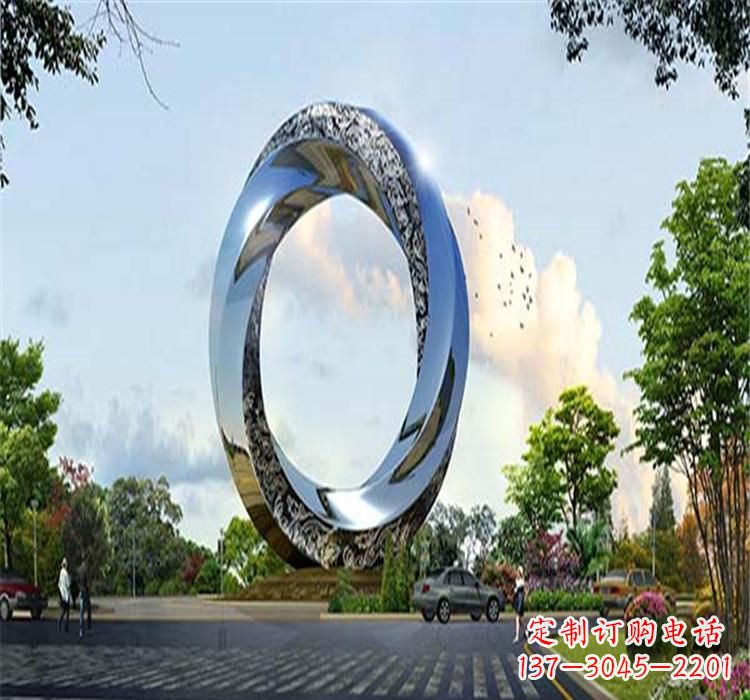 福建不锈钢圆环雕塑美丽的空间装饰