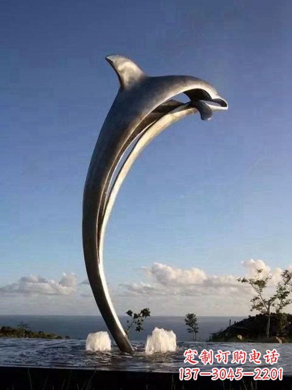 福建不锈钢景区大型抽象海豚雕塑