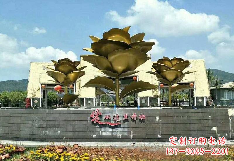福建不锈钢玫瑰雕塑美丽的艺术品