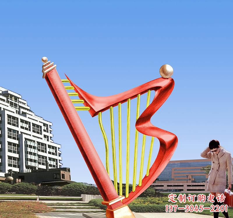 福建不锈钢景区竖琴雕塑