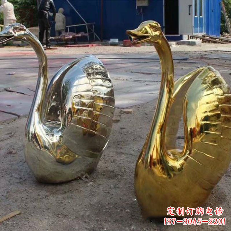 福建不锈钢天鹅雕塑精美而绚丽