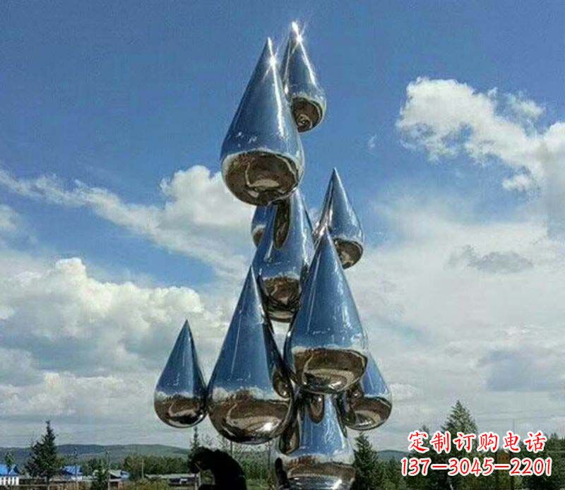福建不锈钢镜面大型水滴雕塑——艺术精美、精致优雅
